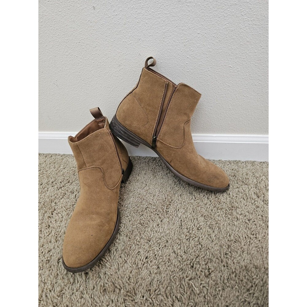 Jonsen Milan Mens 10M Tan Brown Suede Amy Side Zip Ankle Booties Shoes
